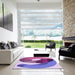 Square Patterned Bright Lilac Purple Rug in a Living Room, pat2120pur