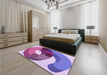 Round Machine Washable Transitional Bright Lilac Purple Rug in a Office, wshpat2120pur