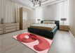 Patterned Light Coral Pink Rug in a Bedroom, pat2120rd