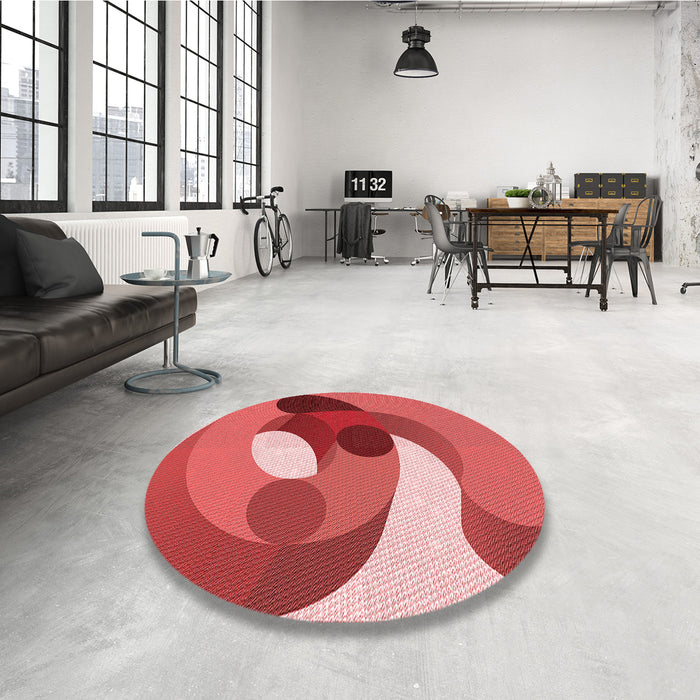Round Patterned Light Coral Pink Rug in a Office, pat2120rd