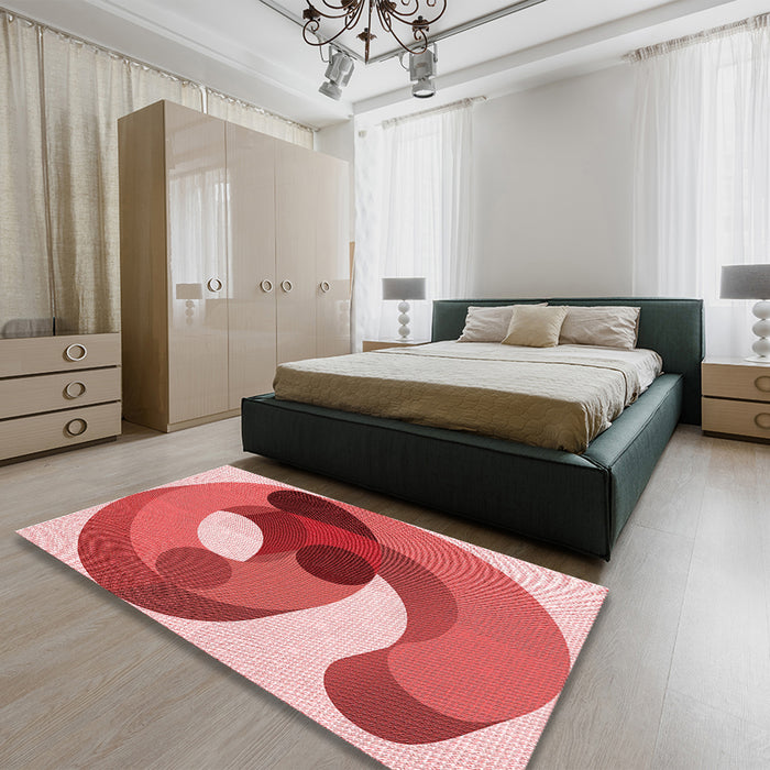 Round Machine Washable Transitional Light Coral Pink Rug in a Office, wshpat2120rd