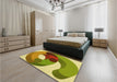 Patterned Metallic Gold Rug in a Bedroom, pat2120yw