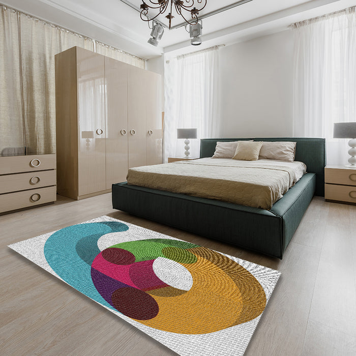 Machine Washable Transitional Sepia Brown Rug in a Bedroom, wshpat2120