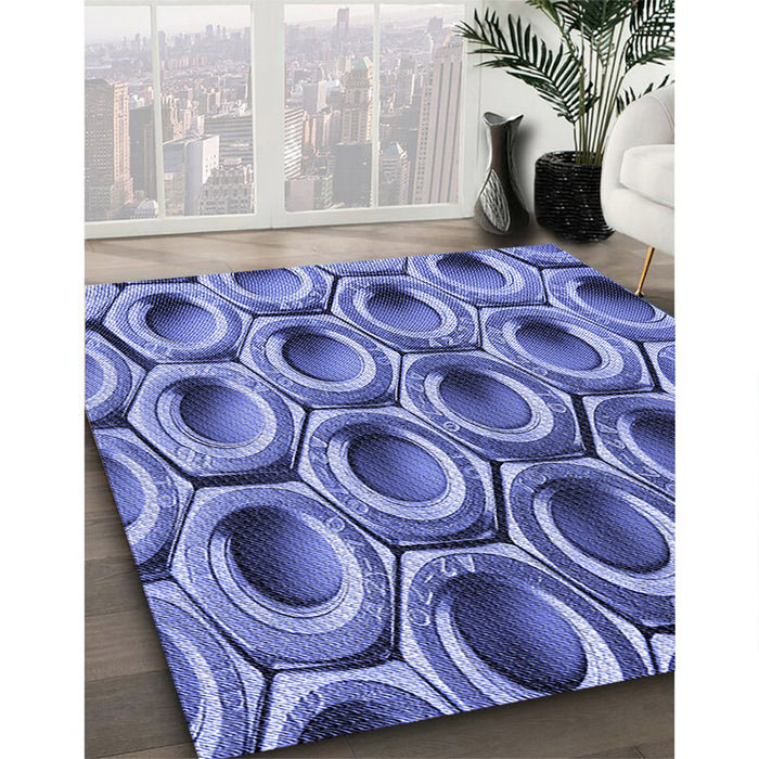 Machine Washable Transitional Denim Blue Rug in a Family Room, wshpat2121blu