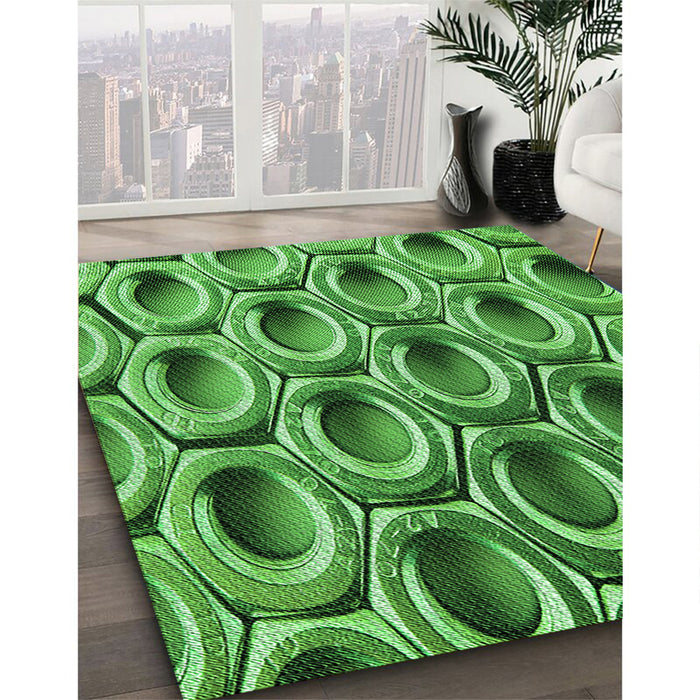 Machine Washable Transitional Green Rug in a Family Room, wshpat2121grn