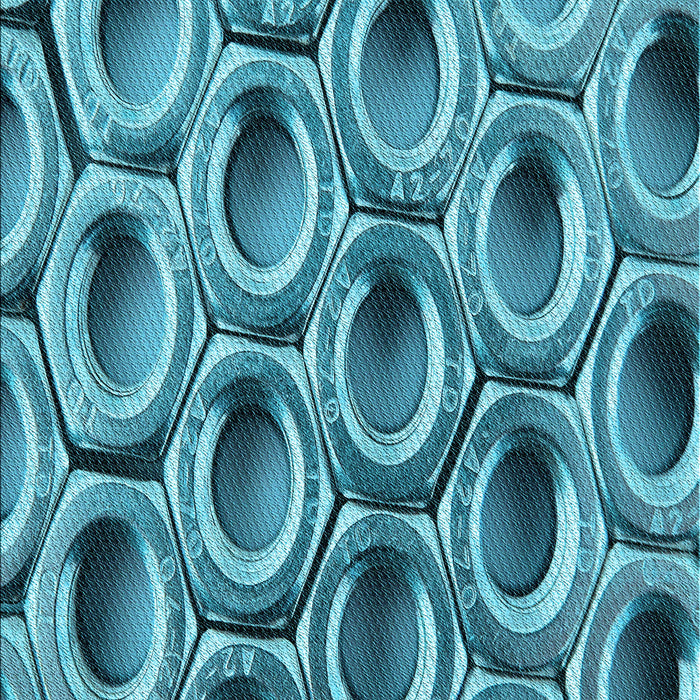 Machine Washable Transitional Teal Green Rug, wshpat2121lblu