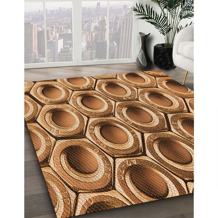 Machine Washable Transitional Saddle Brown Rug in a Family Room, wshpat2121org
