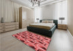 Patterned Red Rug in a Bedroom, pat2121rd