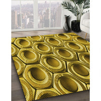 Patterned Dark Bronze Brown Rug, pat2121yw