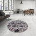 Round Patterned Purple Novelty Rug in a Office, pat2121