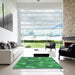 Square Patterned Neon Green Rug in a Living Room, pat2122lblu