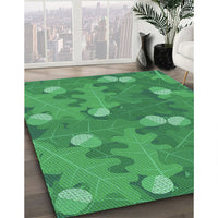 Patterned Neon Green Rug, pat2122lblu