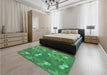 Patterned Neon Green Rug in a Bedroom, pat2122lblu