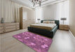 Patterned Dark Pink Rug in a Bedroom, pat2122pur