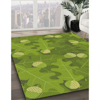 Patterned Pistachio Green Novelty Rug, pat2122