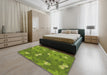 Patterned Pistachio Green Novelty Rug in a Bedroom, pat2122