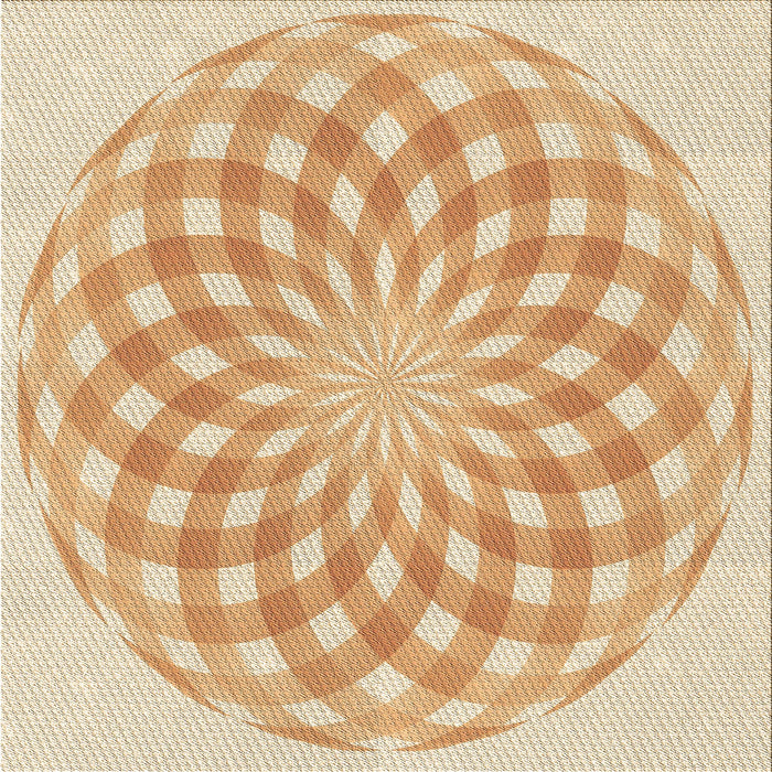 Round Machine Washable Transitional Khaki Gold Rug, wshpat2123brn