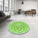 Round Patterned Green Rug in a Office, pat2123grn