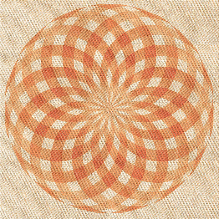 Round Patterned Brown Gold Rug, pat2123org