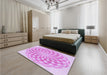 Patterned Blossom Pink Rug in a Bedroom, pat2123pur