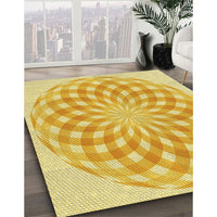 Patterned Chrome Gold Yellow Rug, pat2123yw