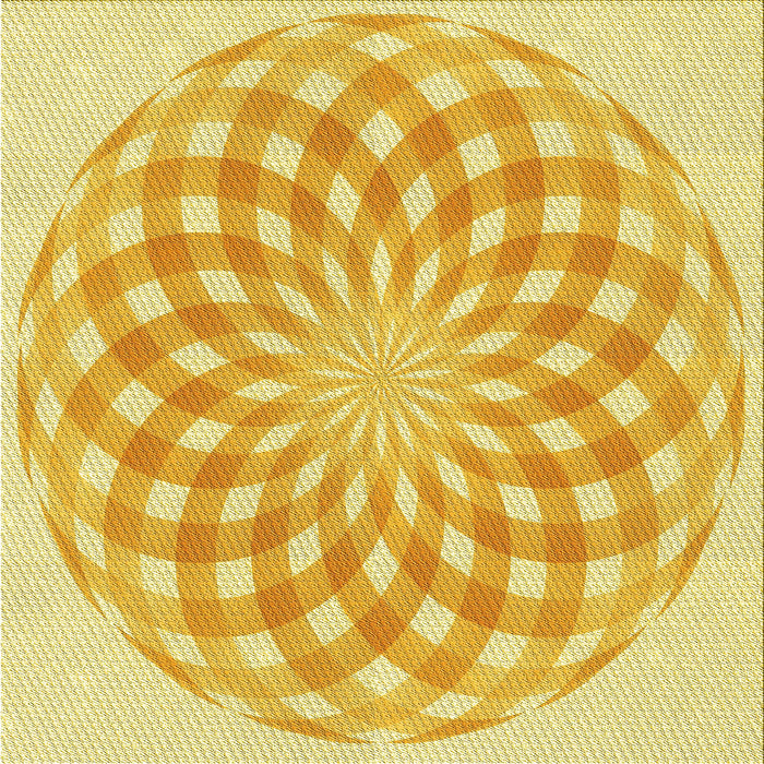 Round Machine Washable Transitional Chrome Gold Yellow Rug, wshpat2123yw