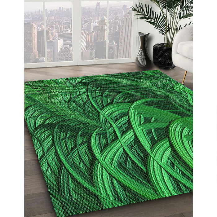 Patterned Deep Emerald Green Rug in Family Room, pat2124grn