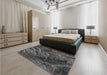 Patterned Gray Rug in a Bedroom, pat2124gry