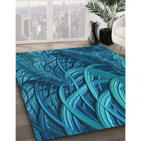 Patterned Deep Sky Blue Rug, pat2124lblu