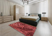 Patterned Red Rug in a Bedroom, pat2124rd