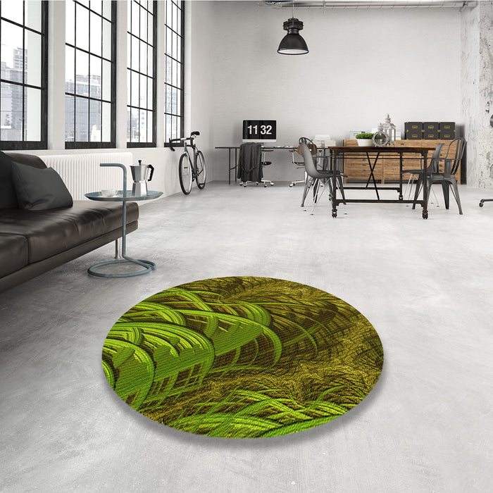 Round Patterned Pistachio Green Rug in a Office, pat2124yw