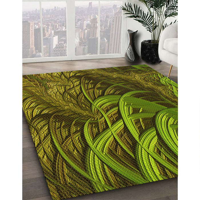 Patterned Pistachio Green Rug in Family Room, pat2124yw