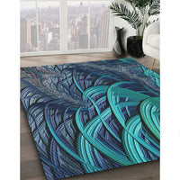 Patterned Blue Green Novelty Rug, pat2124