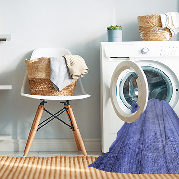 Machine Washable Transitional Denim Blue Rug in a Washing Machine, wshpat2125blu