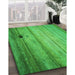 Patterned Neon Green Rug in Family Room, pat2125grn