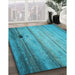 Machine Washable Transitional Bright Turquoise Blue Rug in a Family Room, wshpat2125lblu