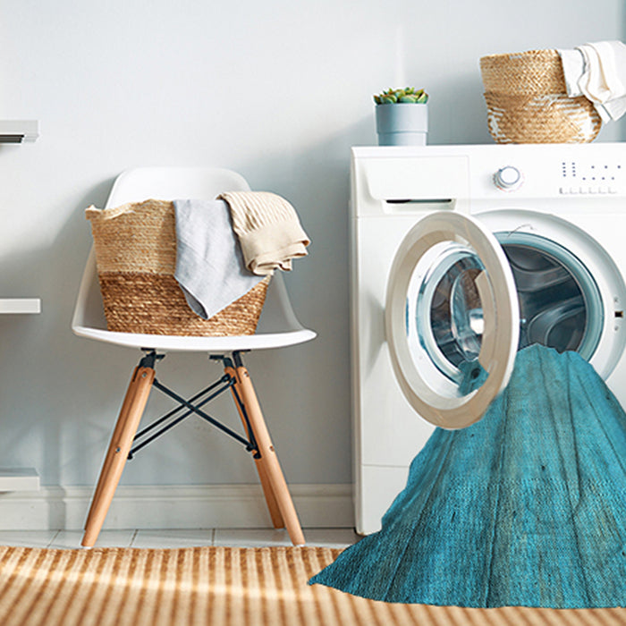 Machine Washable Transitional Bright Turquoise Blue Rug in a Washing Machine, wshpat2125lblu