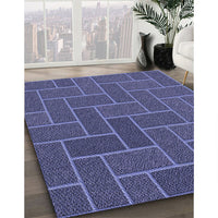 Patterned Medium Slate Blue Rug, pat2127blu