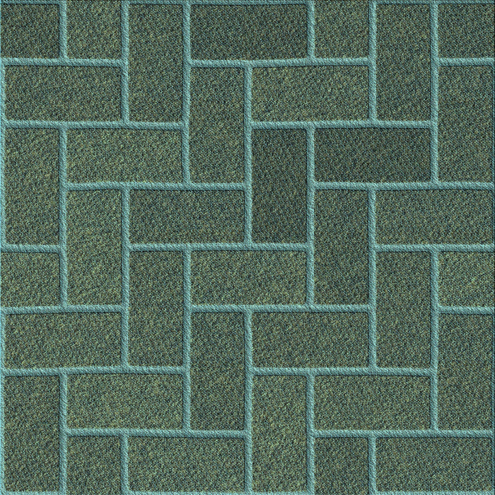 Round Patterned Sea Green Rug, pat2127lblu