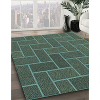 Patterned Sea Green Rug, pat2127lblu