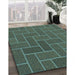 Patterned Sea Green Rug in Family Room, pat2127lblu