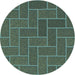 Square Patterned Sea Green Rug, pat2127lblu