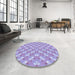 Round Patterned Medium Purple Rug in a Office, pat2128blu