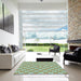 Square Patterned Light Green Rug in a Living Room, pat2128lblu