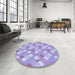 Round Patterned Purple Rug in a Office, pat2129blu