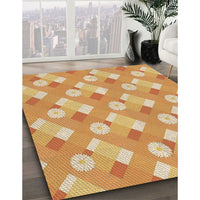 Patterned Yellow Orange Rug, pat2129brn