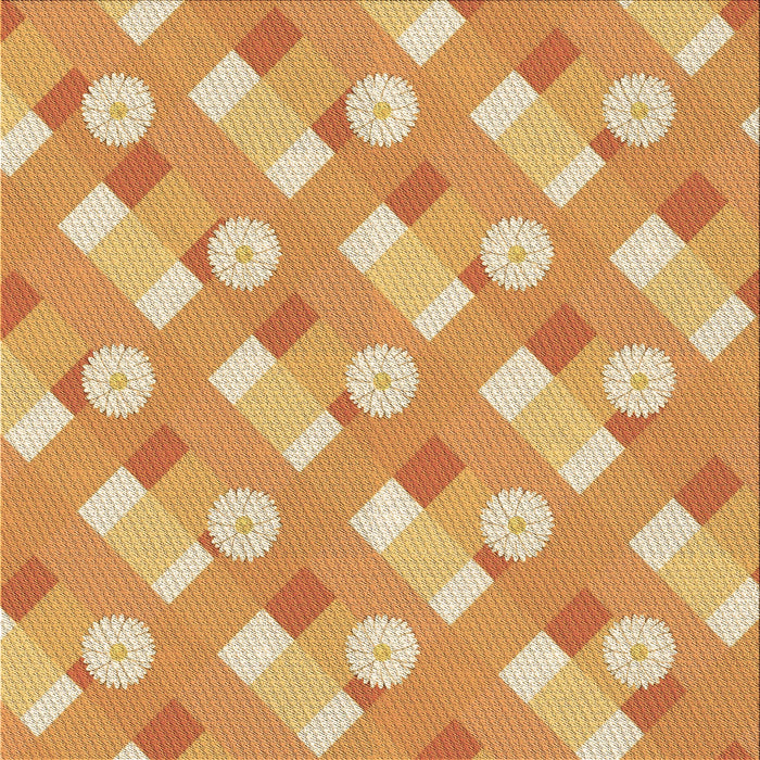 Round Patterned Yellow Orange Rug, pat2129brn
