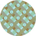 Square Patterned Blue Green Rug, pat2129lblu