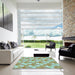 Machine Washable Transitional Blue Green Rug in a Kitchen, wshpat2129lblu