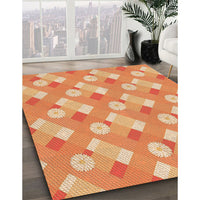 Patterned Yellow Orange Rug, pat2129org